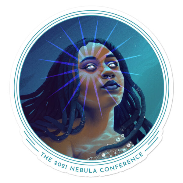 Serene Cyan Star Deity Sticker