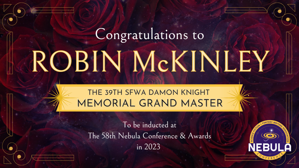 Graphic congratulating the new Grand Master, with a background of red roses.