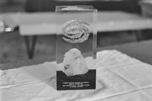 Title: 1965 Nebula award trophy, Tricon Date: 1966 Collection: Jay Kay Klein photographs and papers on science fiction fandom Owning Institution: UC Riverside, Library, Special Collections and University Archives Source: Calisphere